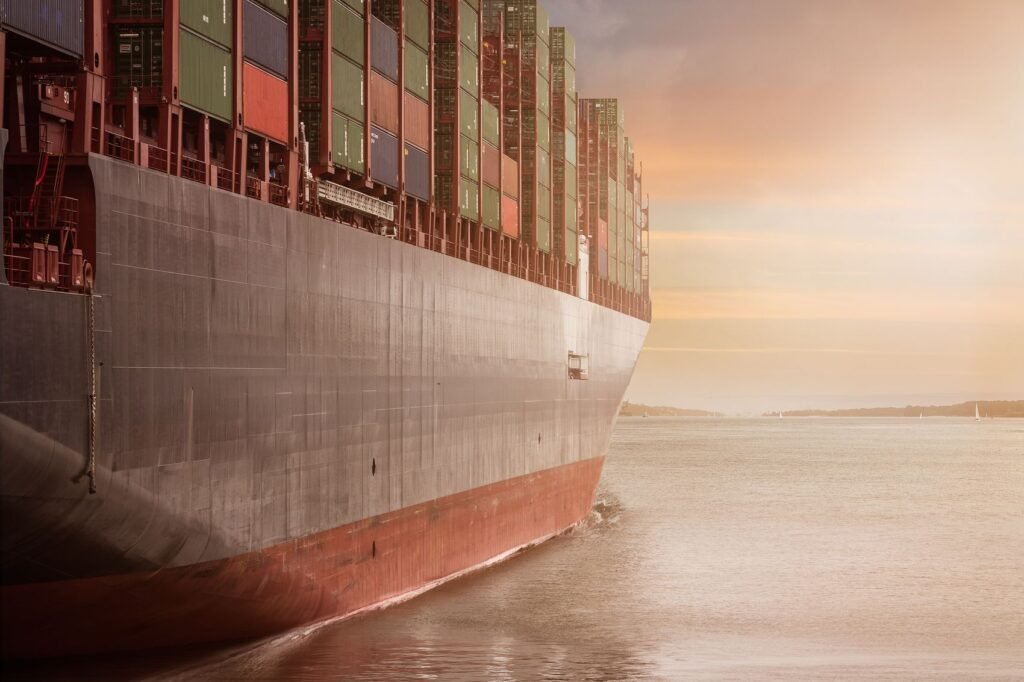 Cargo ship at sea