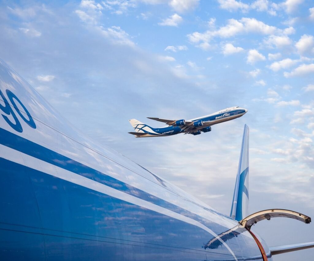 Air freight aircraft in flight